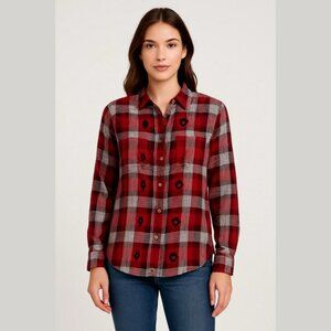 Ariat Women s Red Plaids Southwestern Aztec Work Cowboy Button Shirt Size S